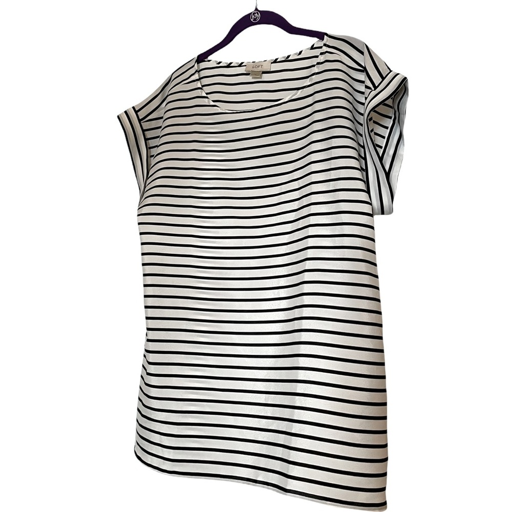 Black & White striped LOFT silk top